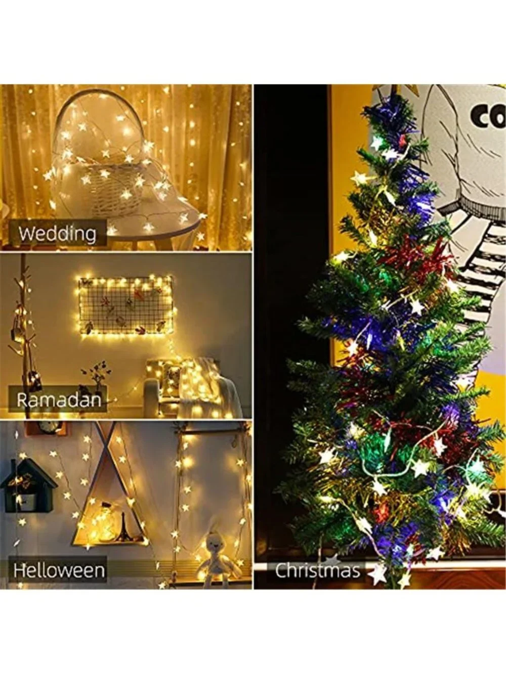 Star String Fairy Lights Warm White 10FT 20 LED Battery Powered Bedroom Decor